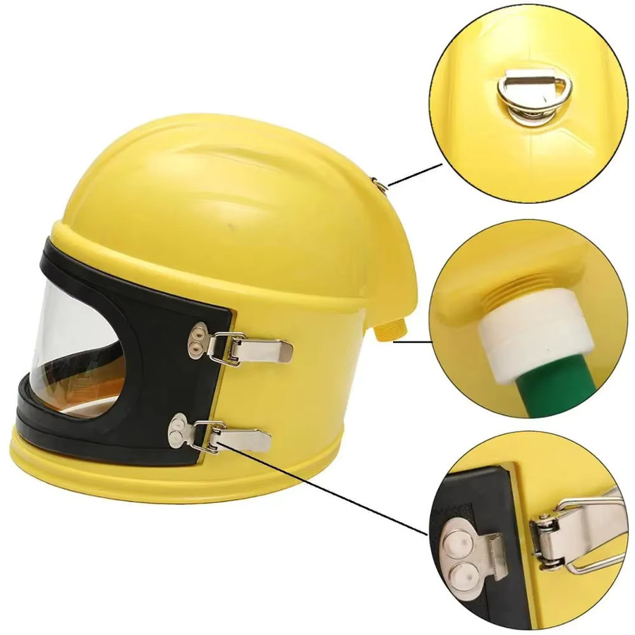 Gelbe Staubmaske mit Temperaturregelung aus ABS für Sandstrahlarbeiten und Helm-Schutz - Bild 4