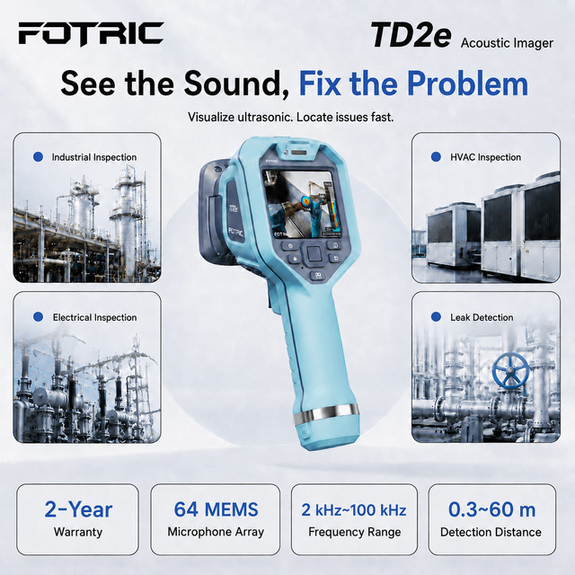 FOTRIC TD2e Akustikkamera Ultraschallkamera mit 64 MEMS Mikrofonen zur Lecksuche von Druckluft, Gas und Vakuum in der industriellen Instandhaltung, Farbe: Blau - Bild 1