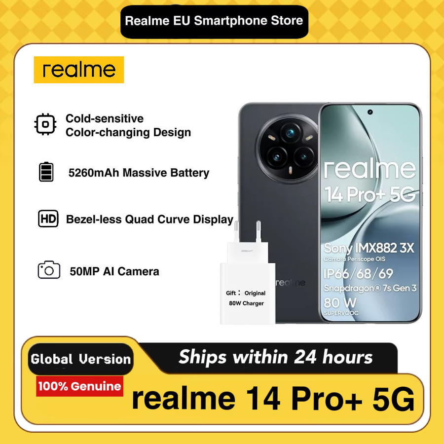 realme 14 Pro+ 5G Android-Smartphone in Grau mit 256 GB Speicher, Sony IMX896 OIS-Kamera, Qualcomm Snapdragon 7s Gen 3, 6,83 Zoll 120-Hz-Display und 5260-mAh-Akku - Bild 3