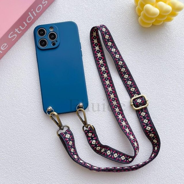 Silikonhülle mit Crossbody-Halsband und Lanyard für Xiaomi POCO F6 X6 Neo M6 X5 Pro X3 NFC F5 Mi 14T 12T 13T 11T Mi 12T in Blau - Bild 1