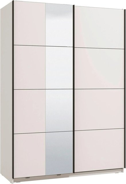 Mömax Schwebetürenschrank Gard 150 in Weiß mit Glaselementen und Spiegel, B/T/H: 145,5 x 61,0 x 217,0 cm - Bild 1