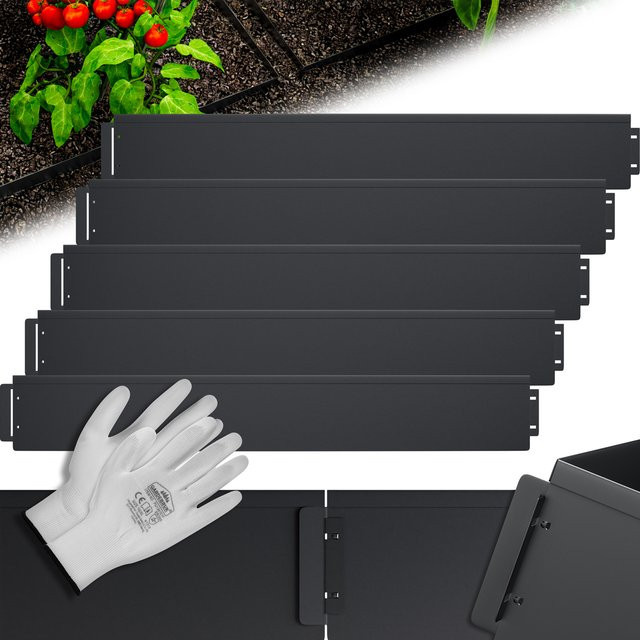 Beeteinfassung 5er-Set aus Metall in Schwarz, Gesamtlänge: 5 m, Höhe: 14 cm - Bild 1