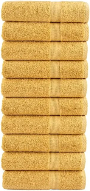 vidaXL Premium-Duschtücher Set 10 Stück aus Baumwolle in Gold, B/H: 70 x 140 cm, 600 g/m2 - Bild 1