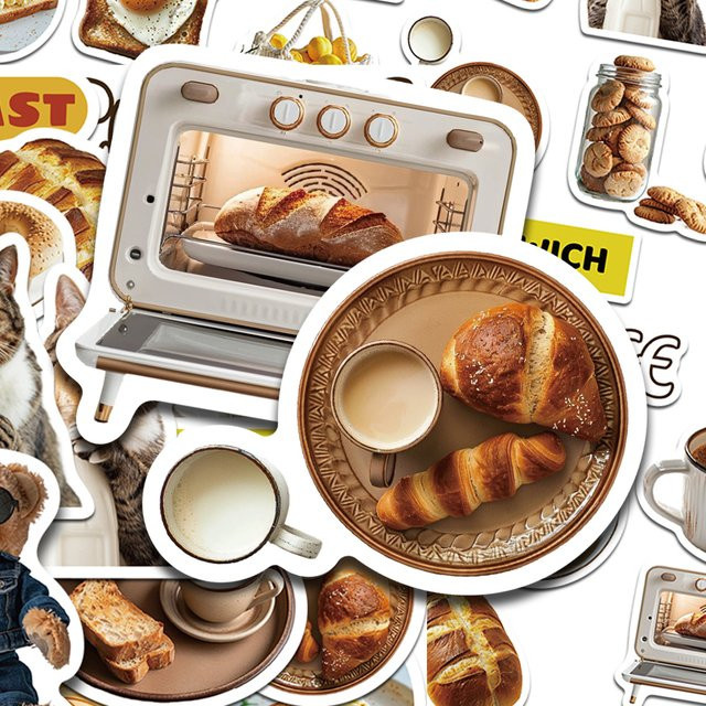 30 Stück Cartoon Bär Brot Aufkleber Set, wasserfeste ästhetische Sticker in Multicolour für Laptop, Koffer und Kühlschrank - Bild 1