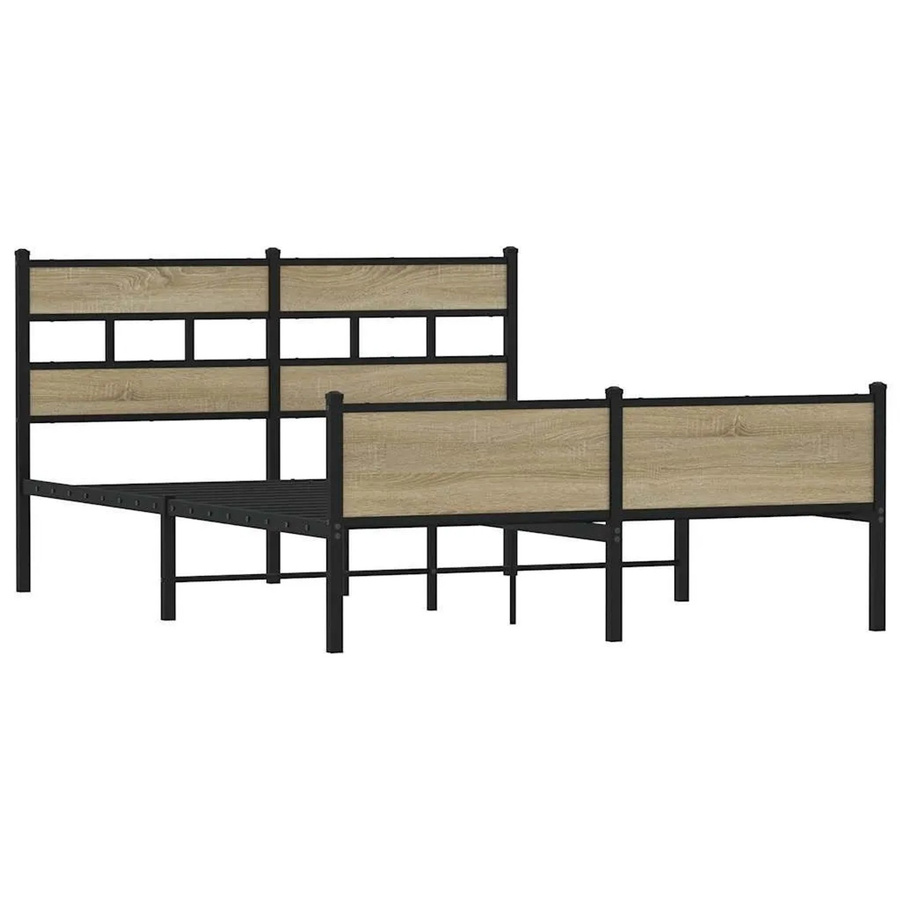 vidaXL Metallbett in Sonoma-Eiche ohne Matratze, B/T/H: 160 x 200 x 91,5 cm - Bild 2