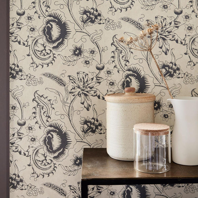 Little Greene Tapete Woodblock Mono Knightsbridge in Grau und Multicolour, Vlies-Tapete mit abstraktem Design - Bild 2