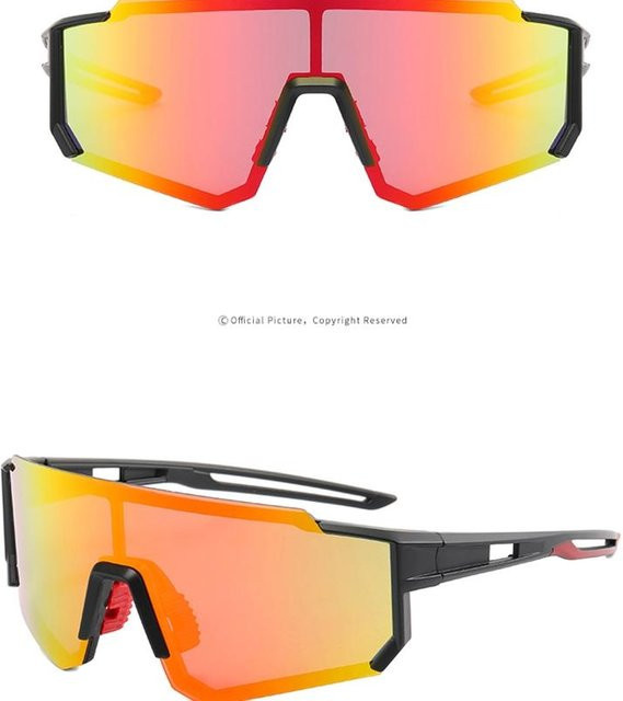 YSXX Sportsonnenbrille, Unisex, Vollrand, Black, Red, Polarisiert - Bild 1
