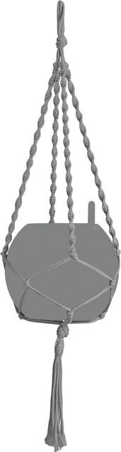 Lechuza Makramee Hängeampel Cotton Boho in Grau, Breite: 22 cm, Tiefe: 14 cm - Bild 1