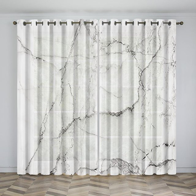 Abstrakte Luxus Vorhangpaneele mit Textur in Weiß für Wohnzimmer, Schlafzimmer und Küche, 2er-Set, B: 50 cm, H: 130 cm - Bild 1