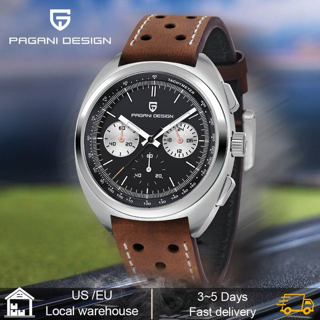 PAGANI DESIGN Chronograph Armbanduhr, Quarz, Edelstahl, Leder, Herren - Bild 1