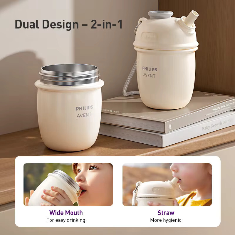 Philips Isolierbecher für Kinder aus Edelstahl in Weiß, 410 ml, auslaufsicher und doppelt isoliert - Bild 2