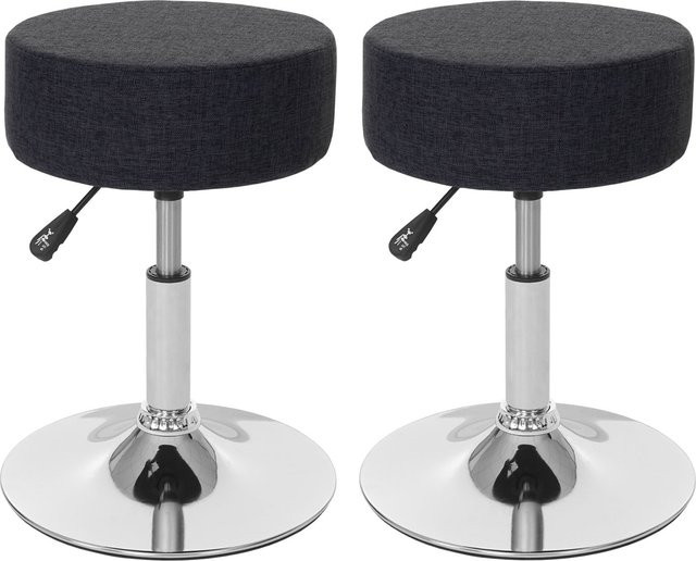 2er-Set MCW Sitzhocker C22 höhenverstellbar Textil Dunkelgrau Durchmesser: 35 cm - Bild 1