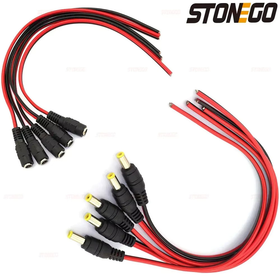 STONEGO DC-Stromversorgungskabel Set mit 12V männlichen und weiblichen Barrel-Plug-Anschlüssen in Schwarz - Bild 4