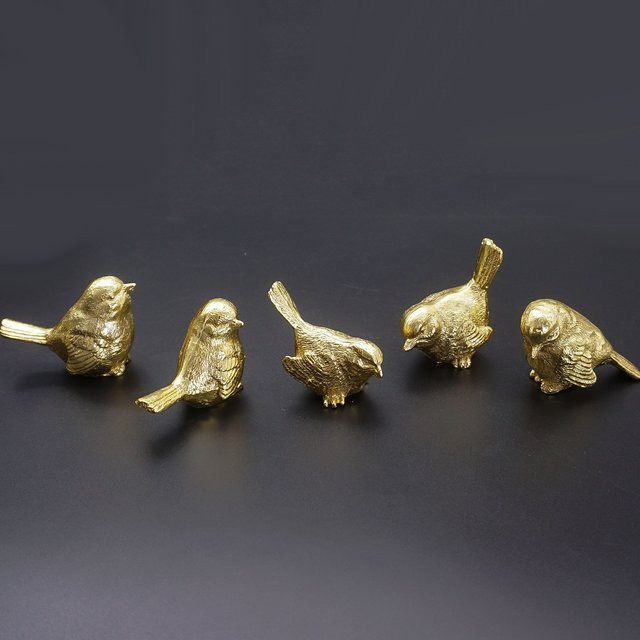 MFYS Möbelgriffe aus massivem Messing in Gold, vogelförmige Schubladenknöpfe für Kinderzimmer und Schränke - Bild 1