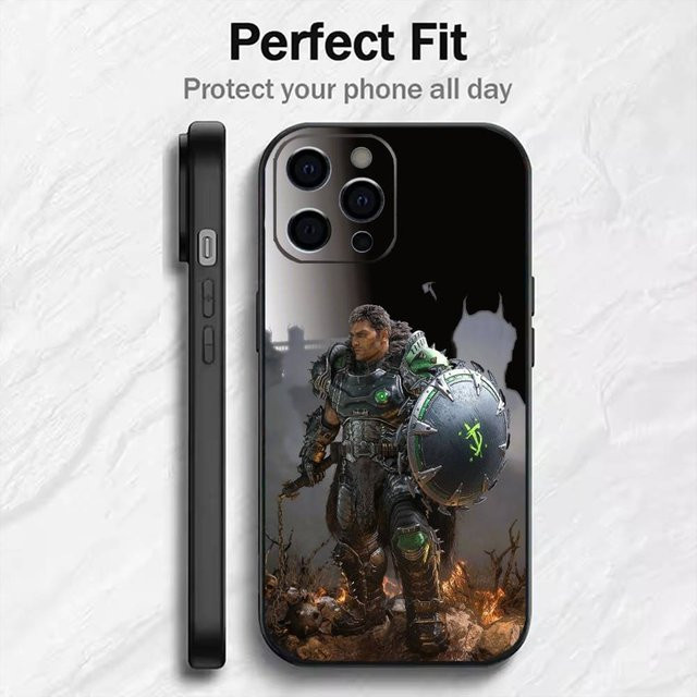Spiel D-DOOM bedruckte Handyhülle aus weichem Silikon für iPhone 12 bis iPhone 17, Schwarz - Bild 1
