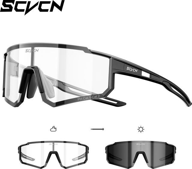 SCVCN Sportsonnenbrille Photochrome, Vollrand, Unisex, Kunststoff - Bild 1