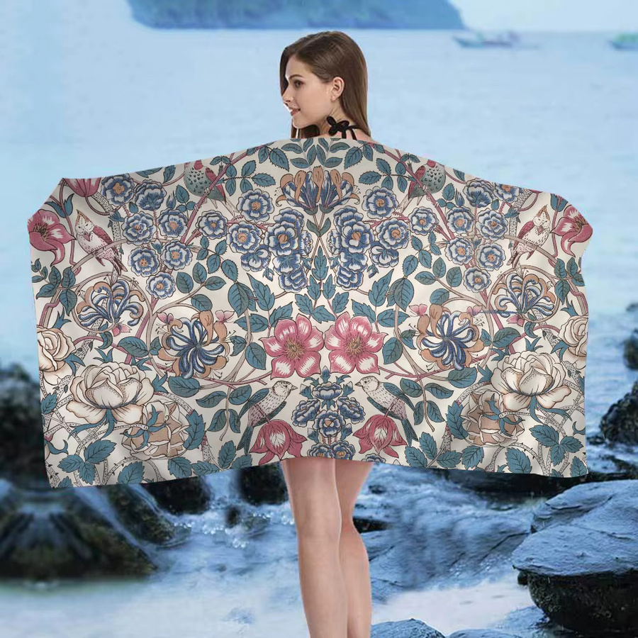 William Morris Cartoon Strandtuch aus Baumwolle mit floralem Art Nouveau Design für Kinder in Multicolour - Bild 2