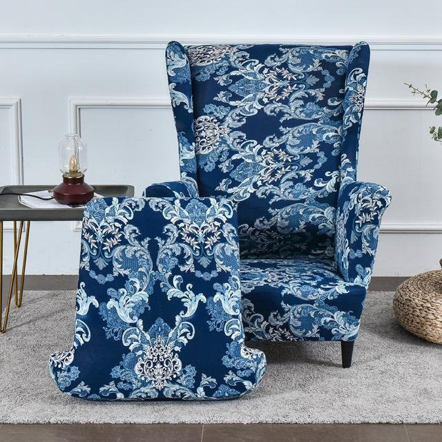 YTO Home Dehnbarer Sesselbezug aus Jacquard-Polyester in Blau mit elastischem Boden - Bild 1