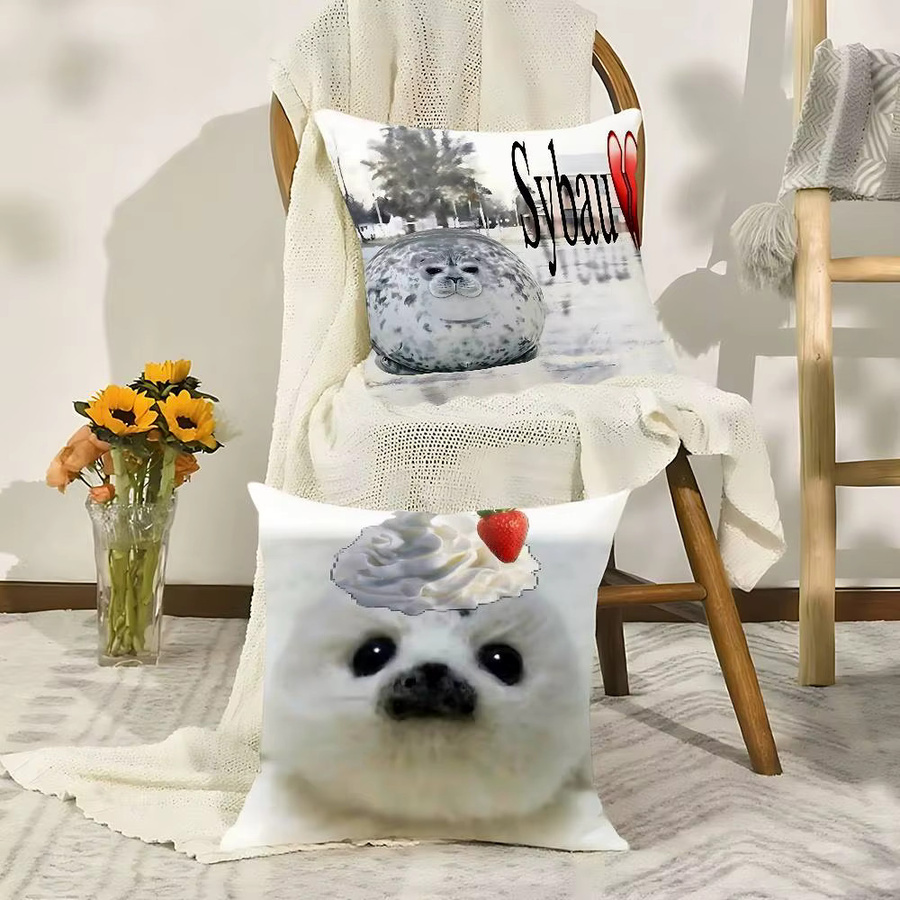 Kawaii Seal quadratische Kissenbezüge mit Tier-Grafik von BEAST KINGDOM, B/T/H: 40 x 40 x 40 cm - Bild 3