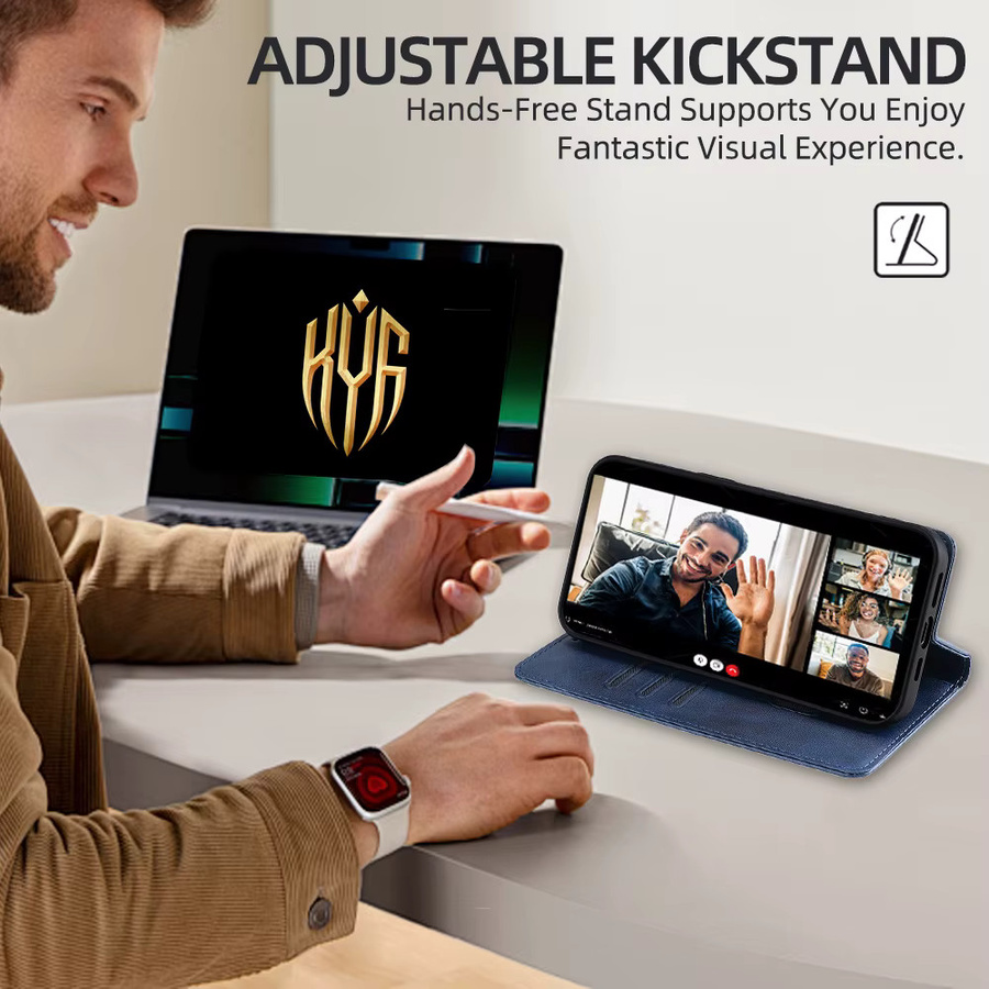 Magnetische Flip-Ledertasche als Brieftasche mit Kartensteckplatzhalter für Xiaomi Poco M7 Pro M6 M5 M4 Pro M6 Plus M5S in Grau, stoßfeste Schutzhülle - Bild 4