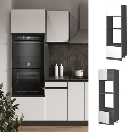 Vicco Mikrowellenschrank R-Line J-Shape Küchenschrank in Anthrazit und Weiß, B/T/H: 60 x 57,2 x 207 cm