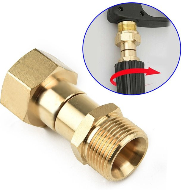 VIBRATITE Messing Drehgelenkverbinder für Hochdruckreiniger mit M22 14 mm Gewinde und 360-Grad-Drehung in Gold - Bild 1