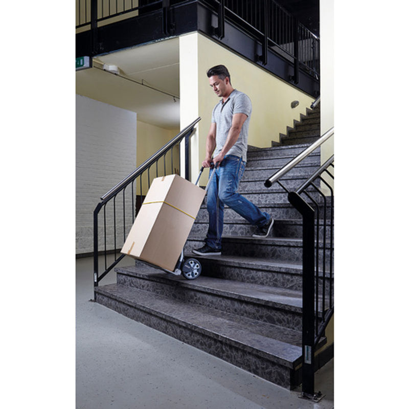 Wolfcraft Transportsystem TS 850 klappbare Sackkarre aus Stahl und Aluminiumguss in Silber, Schwarz und Gelb mit einer Traglast von 100 kg - Bild 5