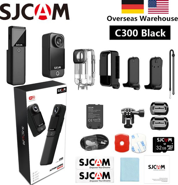 SJCAM C300 Taschen-Action-Kamera für Vlogging in Schwarz, wasserdicht mit fester Halterung und Akku - Bild 1