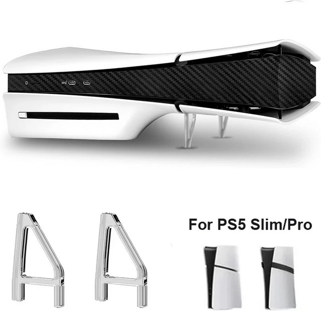 TECTINTER 2er-Set Transparente Acryl-Ständer für PS5 Slim und PS5 Pro, Horizontale Dreieck-Basis zur Unterstützung und Lagerung - Bild 1