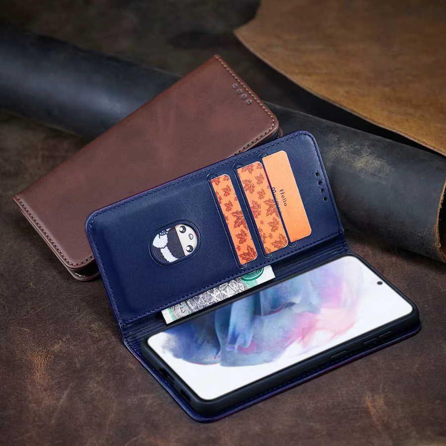 Premium Ledertasche für Samsung Galaxy S25 Ultra S24 Plus S23 S22 S21 FE Plus Retro Magnetische Flip Handyhülle Brieftasche in Blau - Bild 2