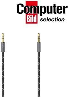Hama Stereo-Audiokabel mit 3,5-mm-Klinkensteckern, vergoldet, Schwarz/Grau, Länge: 1,5 m - Bild 1