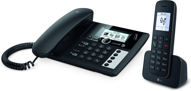Telekom Sinus PA 207 Plus 1 DECT Telefon mit Anrufbeantworter und Mobilteil in Schwarz - Bild 1