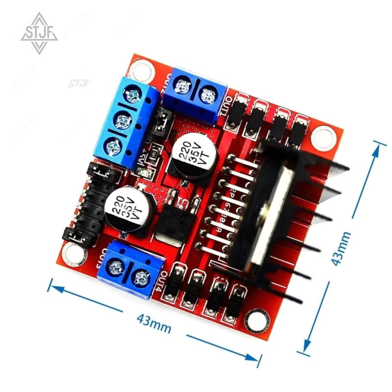 STJF L298N Treiberplatinenmodul für Schrittmotoren und Smart Car Roboter, Rot - Bild 2
