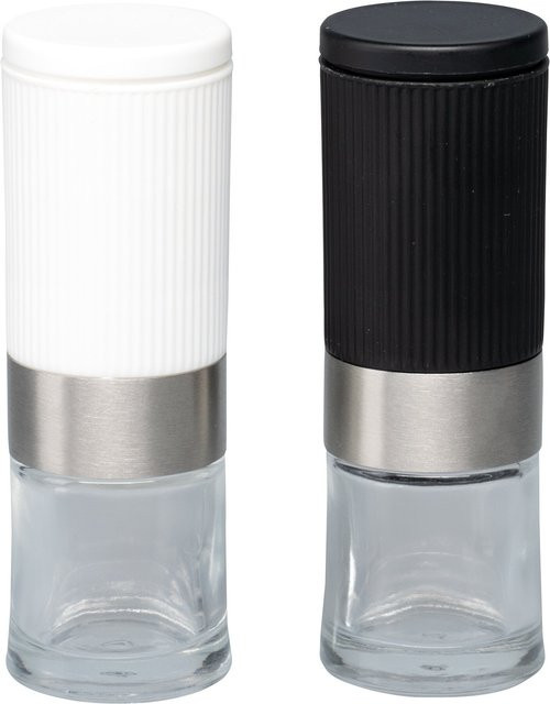 Genialo Mini-Salz- und Pfeffermühle aus Glas in Schwarz oder Weiß - Bild 1
