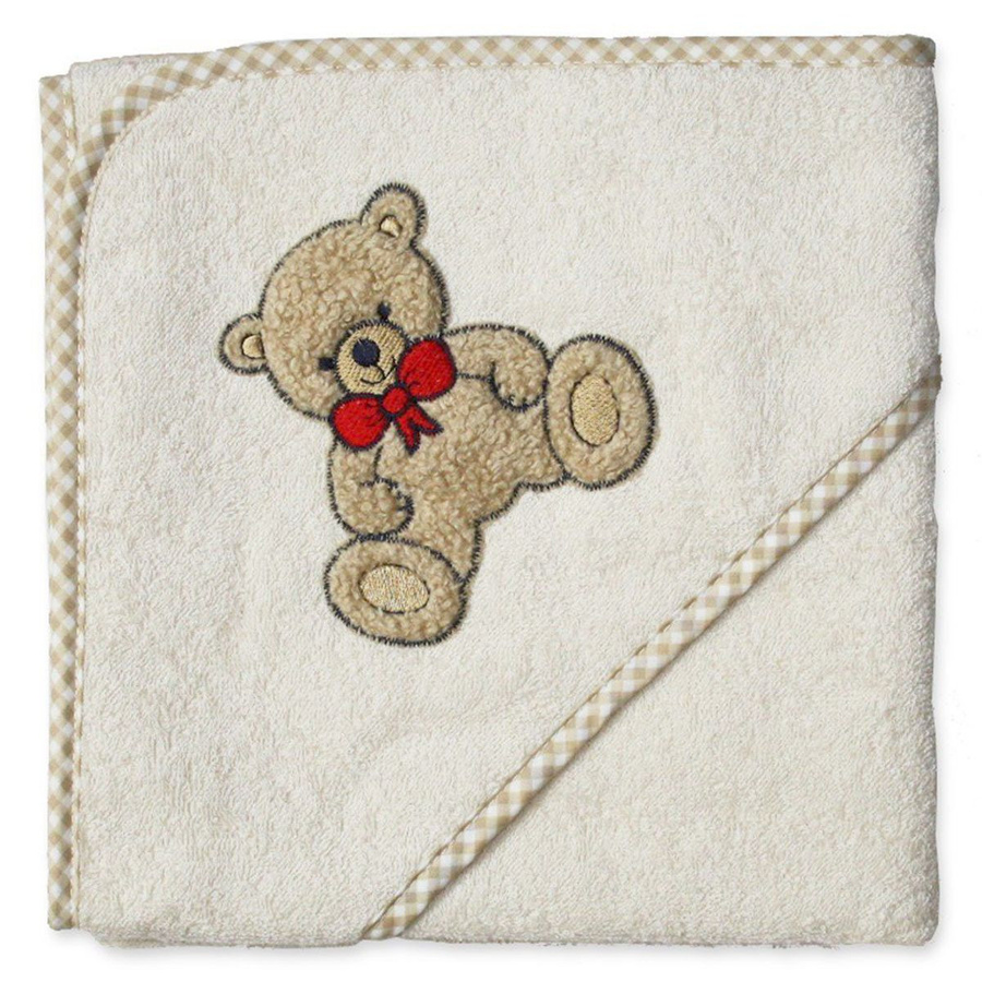 Wörner Kapuzenbadetuch für Babys aus Baumwolle in Teddy Natur/Beige, 80 x 80 cm - Bild 1