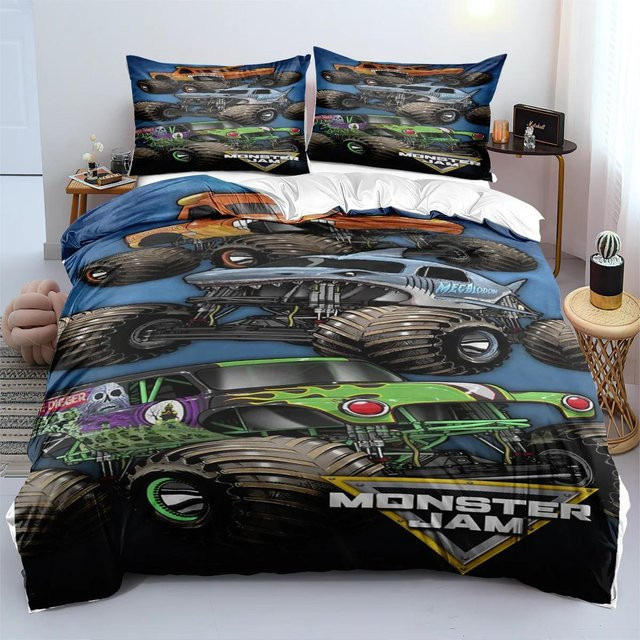 Monster Jam Truck Bettwäsche-Set mit Bettbezug und Kissenbezug, Mehrfarbig, B/H: 140 x 210 cm - Bild 1