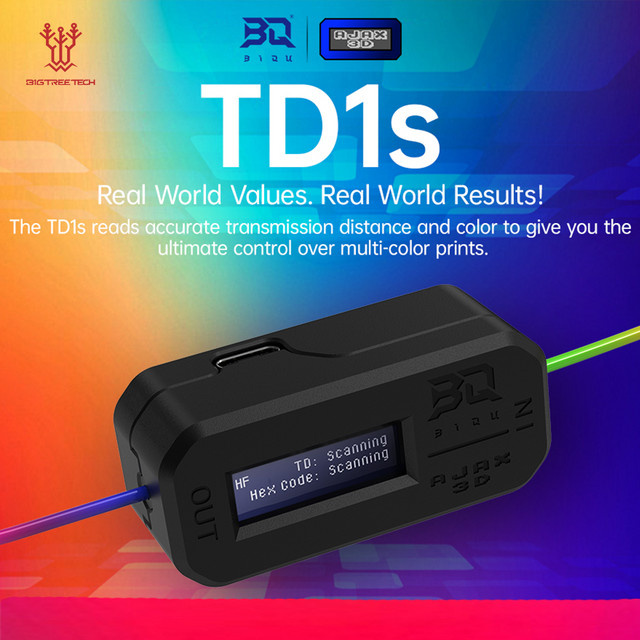BIGTREETECH TD1s Filament-Scanner mit OLED-Display für Echtzeit-TD-Werte und Hex-Farbcode zur Verwendung mit Hue Forge FDM 3D-Druckern in Schwarz - Bild 1