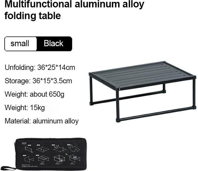 Binchi Outdoor Equipment Tragbarer Klapptisch aus Aluminiumlegierung in Grau mit Tragetasche - Bild 1