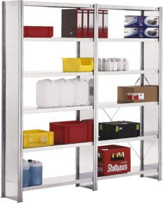 Regalwerk BERT-Standardregal Anbaufeld mit Vollblech-Seitenwand in Silber, H x B x T: 200 x 100,5 x 50 cm - Bild 1