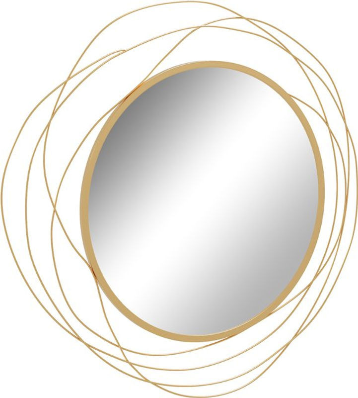 HOMCOM Rundspiegel in Gold mit Metallrahmen Durchmesser: 65 cm - Bild 1