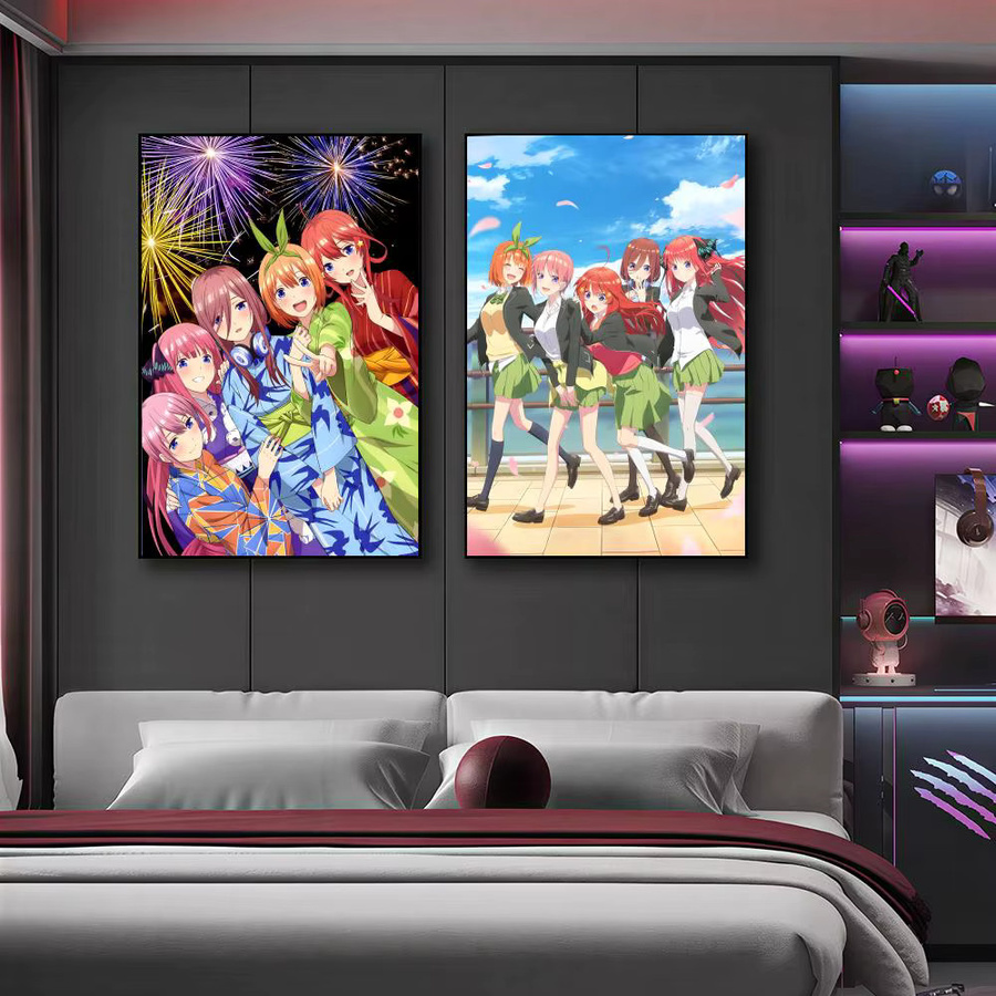 Quintessentials q-Quintuplets Poster, abstrakte HD-Wandkunst als selbstklebende Illustration in Schwarz und Mehrfarbig, rechteckiges Papierposter - Bild 3