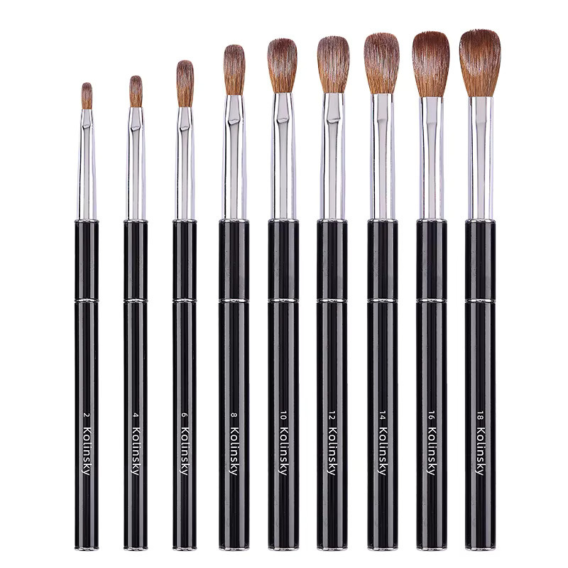 Kolinsky-Acryl-Nagelbürste, oval, gewellt, schwarzer Metallgriff, Größe 2–18 - Bild 5