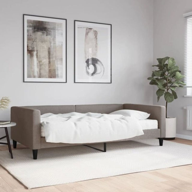 vidaxl Polsterbett Tagesbett mit Matratze aus Stoff und Metall in Taupe Meliert B/T: 100 x 200 cm - Bild 1