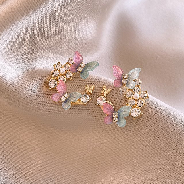 Kaitin Ohrstecker, Schmetterling, Perle, Strass, Bunt, Damen - Bild 1