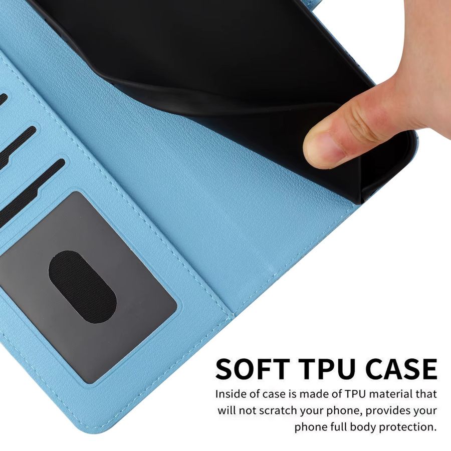 Nette Leder Handyhülle mit Katzen-Design als Brieftasche und Flip-Cover für Samsung Galaxy A-Serie in Rot oder Blau - Bild 5