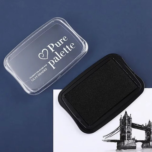 Stempelkissen aus Kunststoff in Schwarz, Blau und Purpurrot mit 32 mm - Bild 1