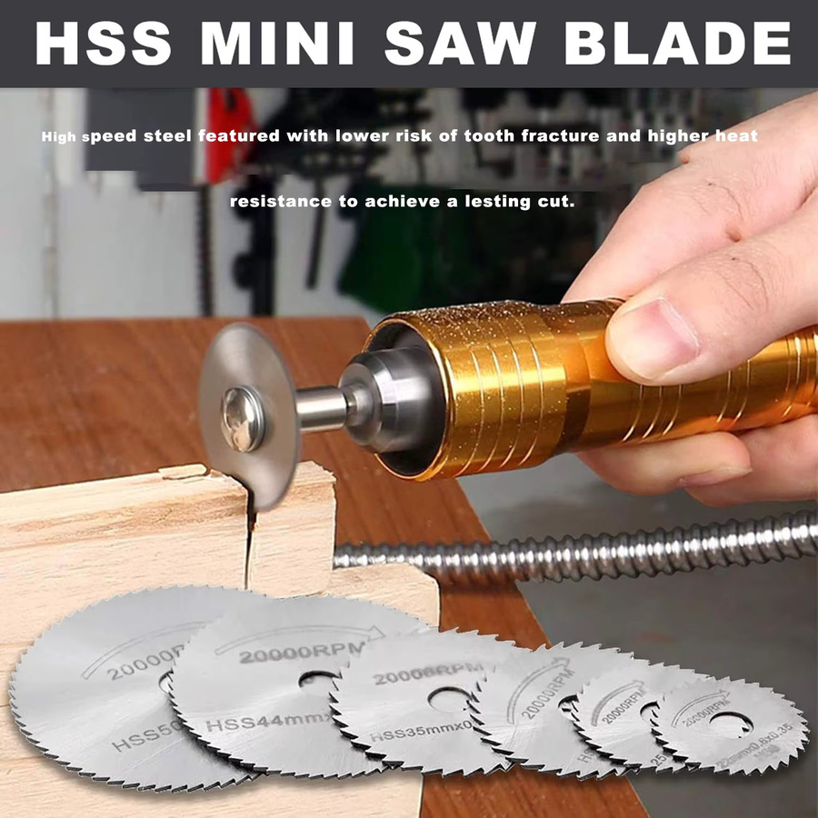 SI FANG 7-teiliges Set HSS Trennscheiben und Kreissäge-Klingen für Holz und Metall als Zubehör für Dremel und rotierende Werkzeuge - Bild 3