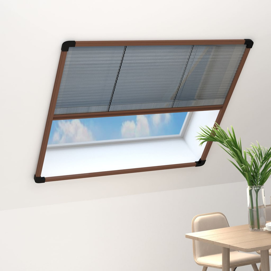 vidaXL Insektenschutz-Plissee für Fenster aus Aluminium in Braun B/H: 120 x 120 cm - Bild 2