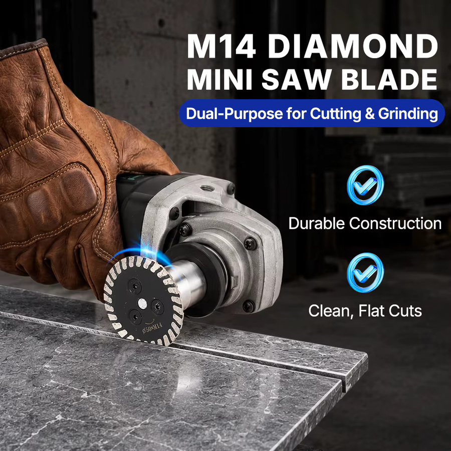 XCAN Mini-Diamantsägeblatt Turbo-Trennscheibe mit M14-Gewinde und abnehmbarem Flansch zum Schneiden von Granit, Marmor und Stein, Durchmesser: 50 mm - Bild 2