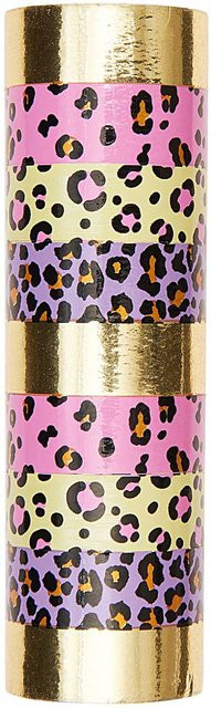 Rico Design Luftschlangen Acid Leo in Gold mit Leopardendesign, 3,8 m - Bild 1